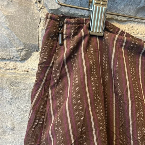SPANNER Asymmetrical Brown Striped Skirt - Picture 5 of 6
